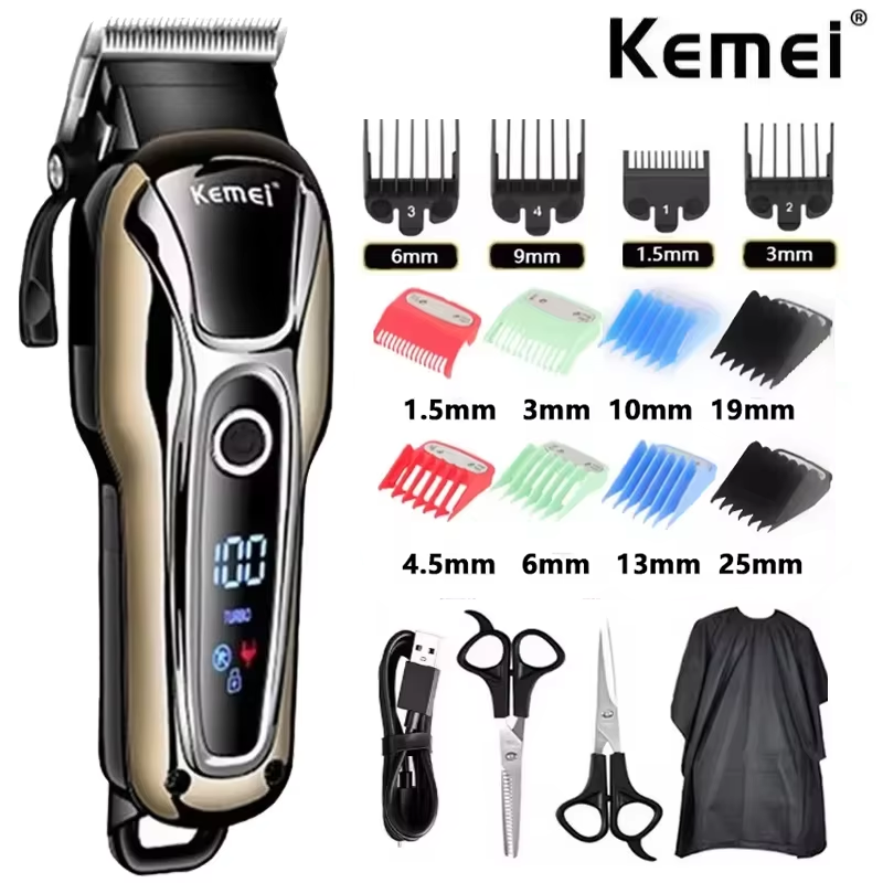 Power Tools Panasonic - Kemei 1990 新しいバリカンプロフェッショナルバリカンメンズバリカン電動トリマー液晶ディスプレイバリカンオールマイティセット