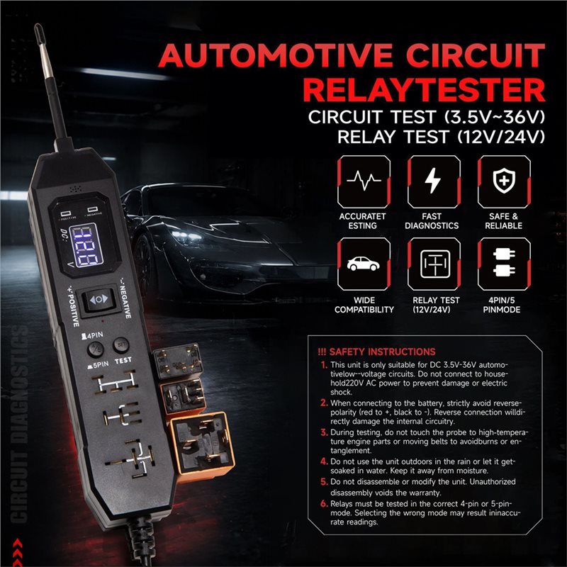 車両電気回路故障診断ツール、デジタル自動車リレーテスター、電 - Power Tools In Automotive のレビューと価格