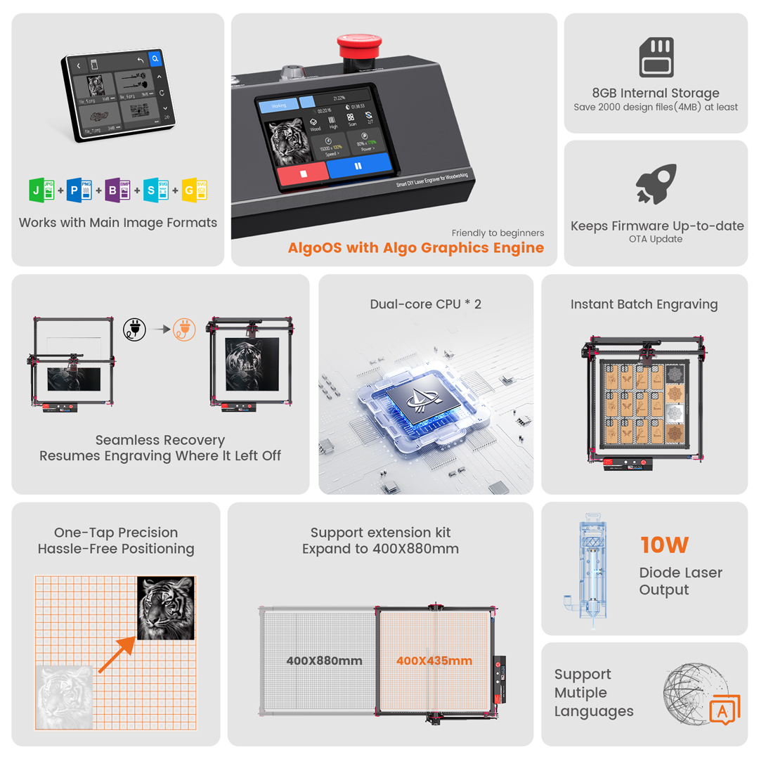 Algoos-スマートハイパワーレーザー彫刻機,DIYキット - Power Tools Display のレビューと価格