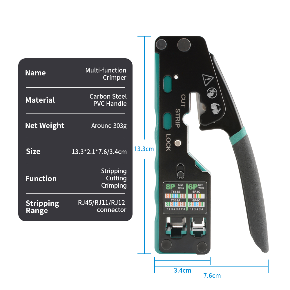 RJ12/11 クリンパプライヤー RJ45 圧着工具パスス - Power Tools China のレビューと価格