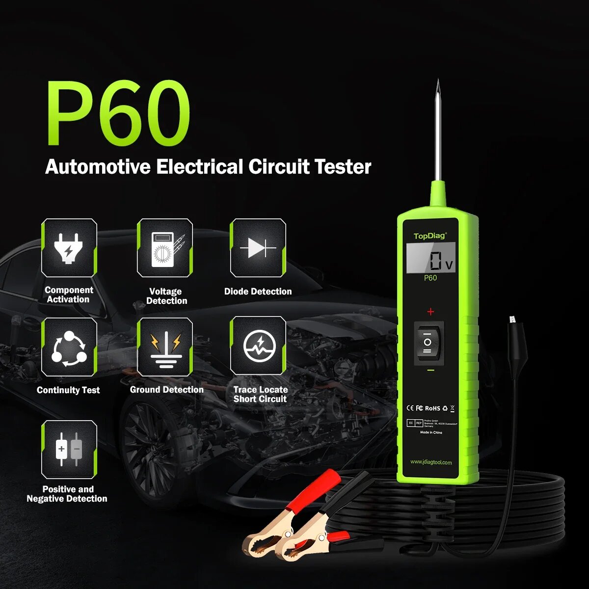 Jdiag P60自動車電源回路プローブテスターTopdia - Power Tools In Automotive のレビューと価格