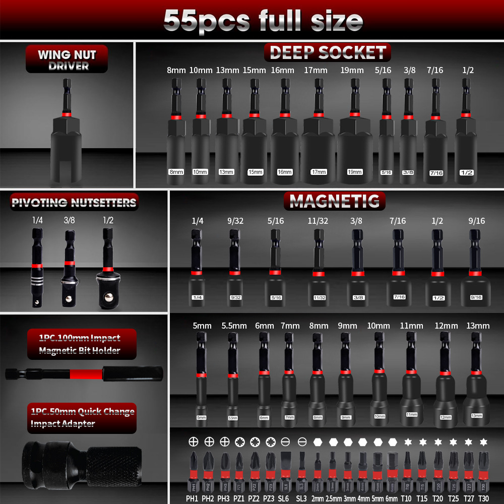 55個入り マグネット式インパクトナットドライバーセット デ - Power Tools For Sale のレビューと価格